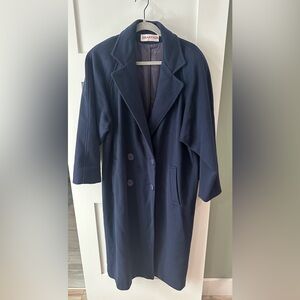 Women’s Vintage 80’s Braefair Long Wool Pea Cost In Navy Blue USA Size 5/6 Read